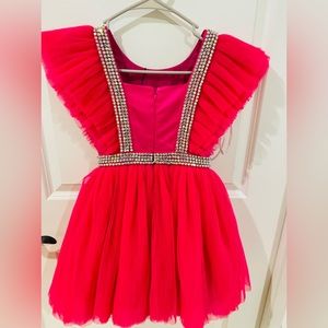 NWT Marc Defang  hot pink with rhinestones cocktail dress